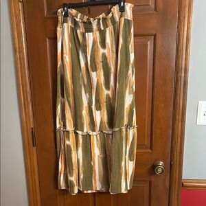 Cato Women's Maxi Skirt in Green and Orange